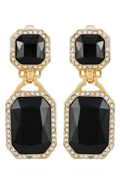 T Tahari Crystal Clip-on Drop Earrings In Black