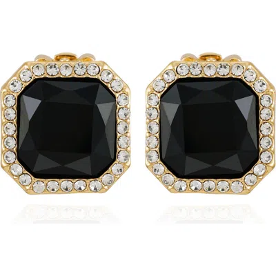 T Tahari Crystal Clip-on Stud Earrings In Black