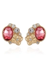 T Tahari Gold-tone Rose Glass Stone Clip On Earrings In Gold Tone