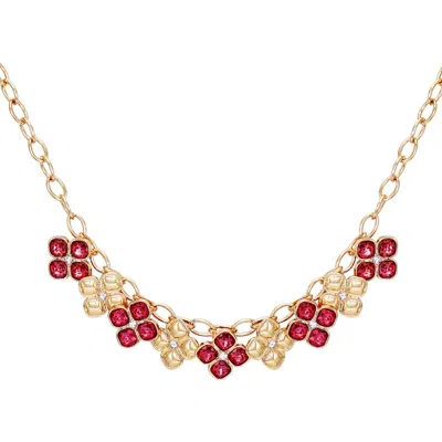 T Tahari Crystal Cluster Statement Necklace In Gold Tone