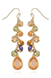T Tahari Gold-tone Colored Glass Stones Drop Dangle Earrings In Gold Tone