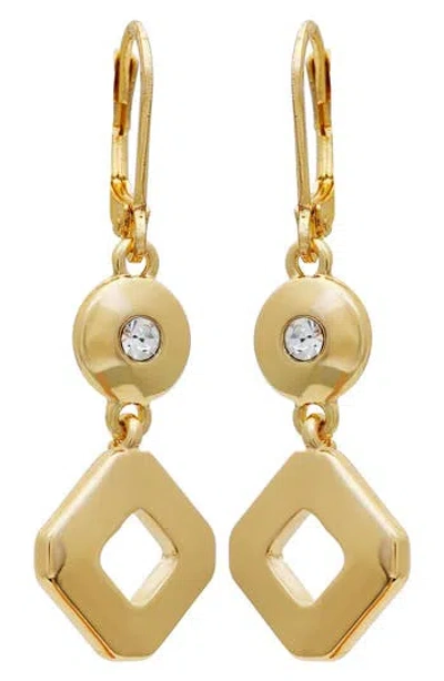 T Tahari Crystal Drop Huggie Hoop Earrings In Gold
