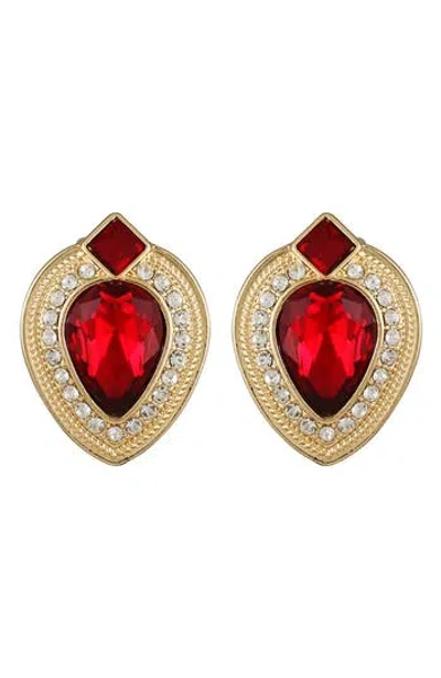 T Tahari Crystal Halo Clip-on Earrings In Gold Tone