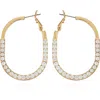 T Tahari Gold-tone Glass Stone Oval Hoop Earrings In Gold Tone