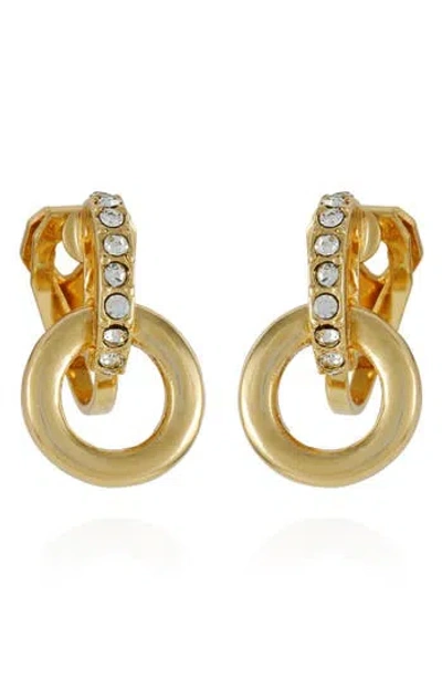 T Tahari Crystal Loop Clip-on Drop Earrings In Gold