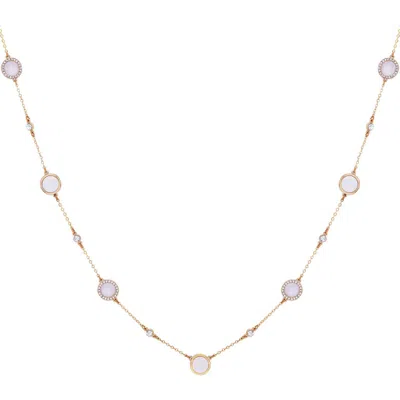 T Tahari Crystal Station Necklace In Gold Tone