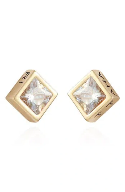 T Tahari Cubic Zirconia Stud Earrings In Gold