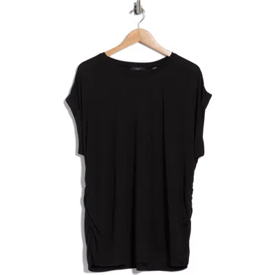 T Tahari Cuff Short Sleeve Ruched T-shirt In Black