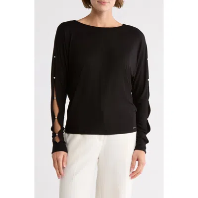 T Tahari Cutout Dolman Sleeve Top In Black