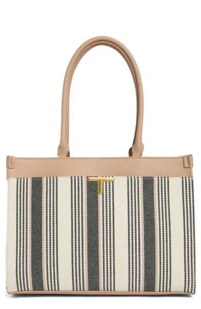 T Tahari Delano Stripe Tote Bag In Black