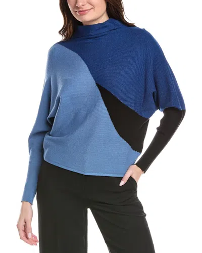 T Tahari Color Blocked Dolman Sleeve Sweater In Blue