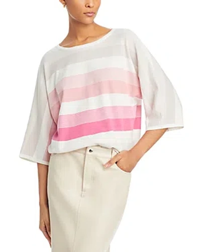 T Tahari Dolman Sleeve Sweater In White Stripe/print