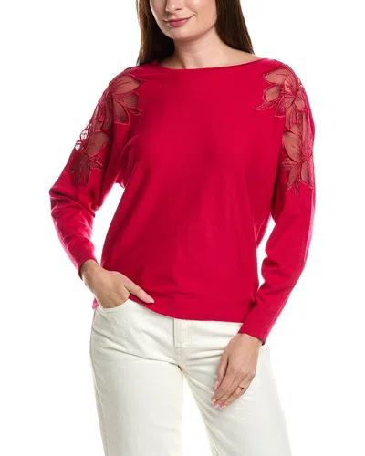 T Tahari Dolman Sweater In Red