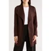 T Tahari Drape Front Scuba Knit Jacket In Brown