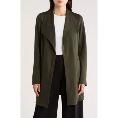 T Tahari Drape Front Scuba Knit Jacket In Green