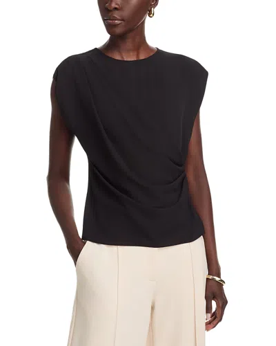 T Tahari Extended Shoulder Crewneck Sweater In Black