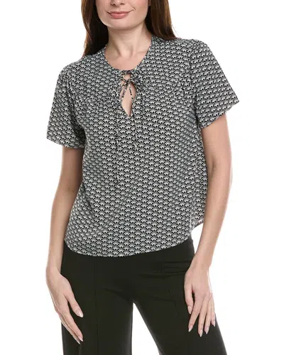 T Tahari Drop Shoulder Woven Printed Blouse In Neutral