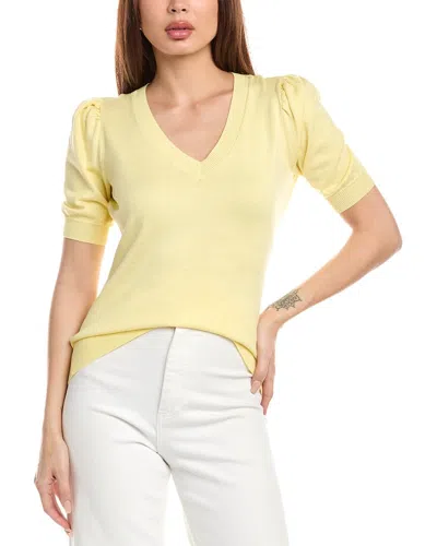 T Tahari Elbow Puff Sleeve Jersey Sweater In Yellow