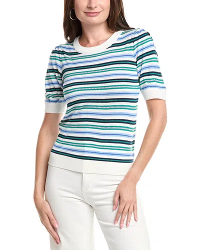 T Tahari Elbow Puff Sleeve Sweater In Blue