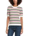 T Tahari Elbow Puff Sleeve Sweater In Pink
