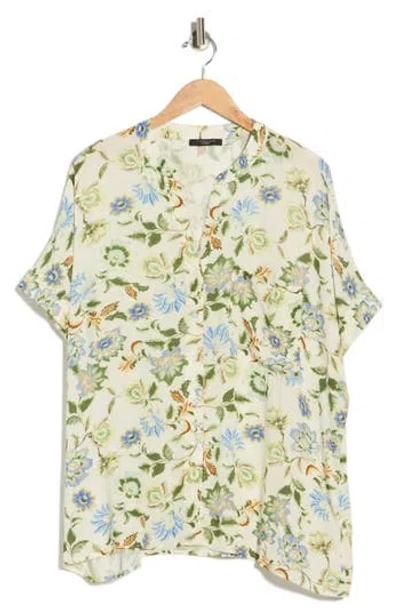 T Tahari Elbow Sleeve Button-up Shirt In Multi