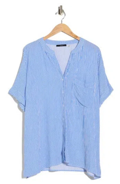 T Tahari Elbow Sleeve Button-up Shirt In Blue