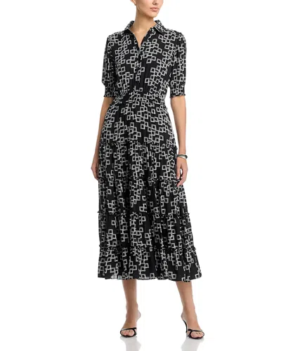 T Tahari Elbow Sleeve Midi Dress In Black
