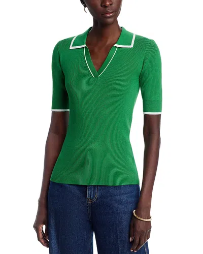 T Tahari Elbow Sleeve Polo Top - Exclusive In Green