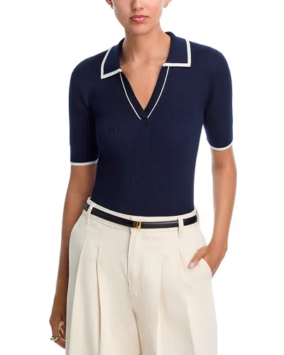 T Tahari Elbow Sleeve Polo Top - Exclusive In Blue