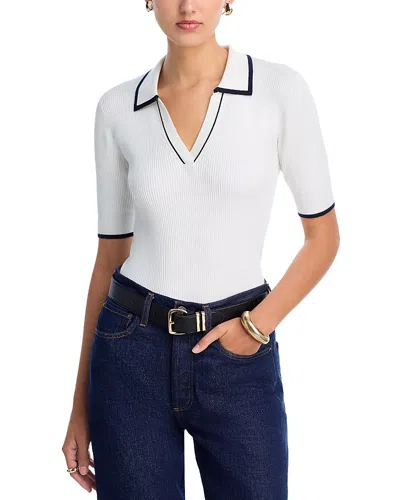 T Tahari Elbow Sleeve Polo Top - Exclusive In White
