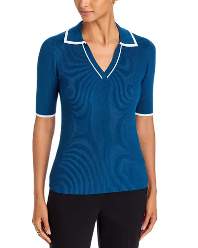 T Tahari Elbow Sleeve Polo Top - Exclusive In Blue