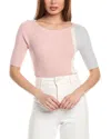 T Tahari Colorblock Elbow Sleeve Ribbed Sweater