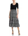 T Tahari Elbow Sleeve Scoop Neck Ribbed Dress In Black/black