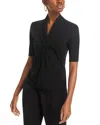 T Tahari Elbow Sleeve Twist Front Top In Black