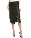 T Tahari Faux Leather O-ring Wrap Midi Skirt In Black