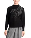 T Tahari Embellished Mock Neck Sweater In Black