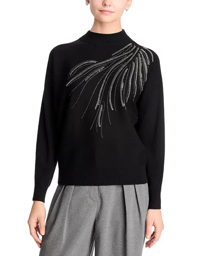 T Tahari Embellished Mock Neck Sweater In Black
