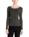 T Tahari Embellished Scoop Neck Sweater In Black