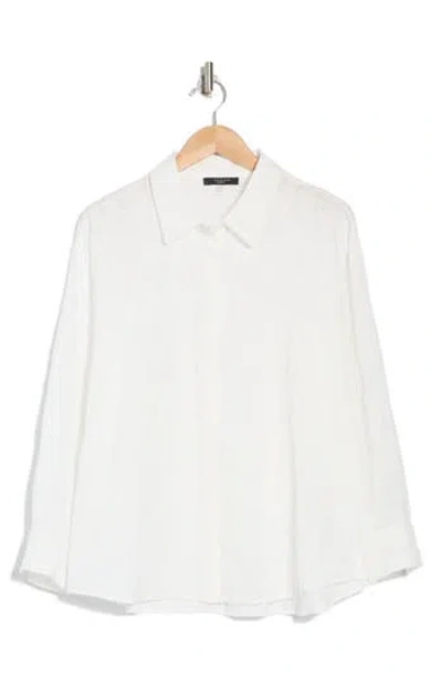 T Tahari Embossed Floral Button-up Shirt In White Soutache
