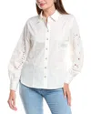 T Tahari Embroidered Blouse In White