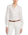 T Tahari Embroidered Blouse In White Star