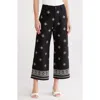 T Tahari Embroidered Border Pants In Black