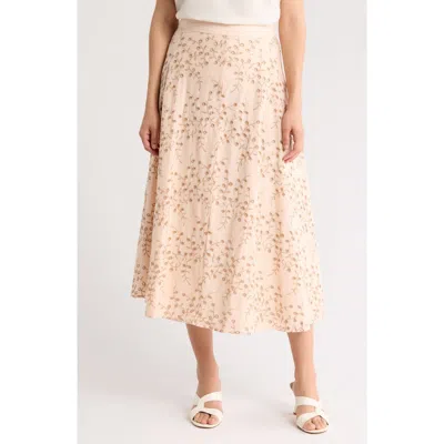 T Tahari Embroidered Eyelet Cotton Midi Skirt
