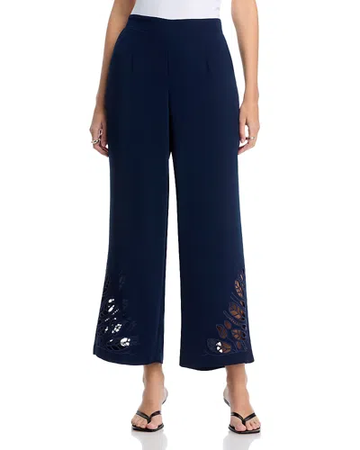 T Tahari Embroidered Pull On Pants In Blue