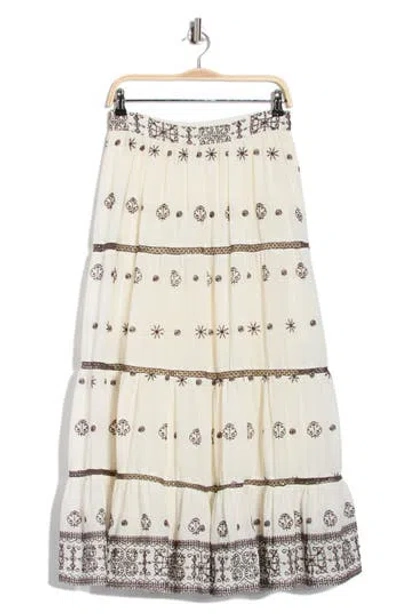 T Tahari Embroidered Tiered Cotton Skirt In Multi