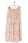 T Tahari Everyday Pull-on Skirt In Blush Toffee Floral