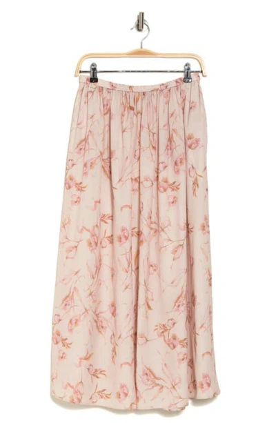 T Tahari Everyday Pull-on Skirt In Blush Toffee Floral
