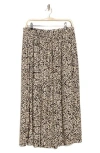 T Tahari Everyday Pull-on Skirt In Cream Black Floral Print
