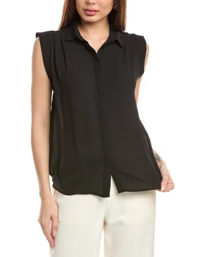 T Tahari Extended Shoulder Blouse In Black