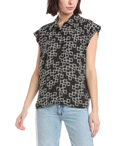 T Tahari Extended Shoulder Blouse In Black